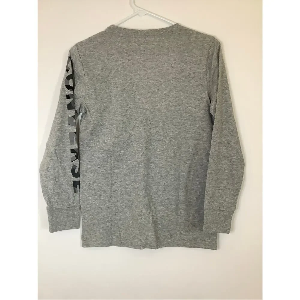 Converse Kids MD Gray Chuck Taylor All Star Camo Patch Long Sleeve Tee A11-4